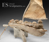 RESERVED 24" Masterpiece Whale Bone Umiak (Boat) by Bob Kussy & Goota Ashoona *AHOY!*