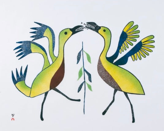 VINTAGE 1981 PRINT Birds and Mosquitoes by MARY QAYUARYUK (Kudjuakjuk)