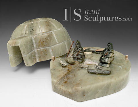 VINTAGE I8" Igloo Scene by R. Pavilooq *Condo Life*