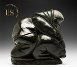 VINTAGE 120 lbs - 18" Eskimo Boy and Seal by Johnny Inukpuk (1911–2007) RCA