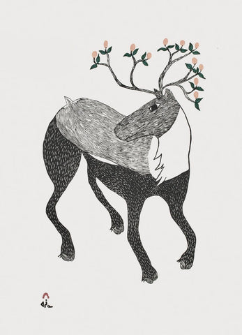 LAST PRINT in entire collection! 2021 Caribou in Bloom by NINGIUKULU TEEVEE