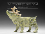 8" Light Green Curious Caribou by Peter Aningmiuq