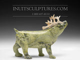 8" Light Green Curious Caribou by Peter Aningmiuq