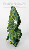 9" "Covid Collection" Apple Green Owl Spirit with Orange Pekoe eyes by Toonoo Sharky